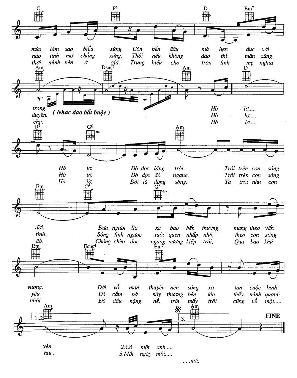 Sheet nhạc Đò Dọc 2